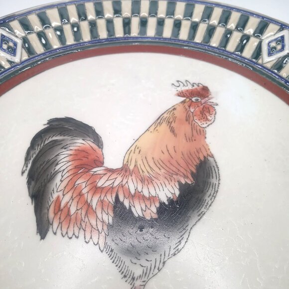 Vintage Ellas Rooster Decorative Plate 10" Diameter Hand-Painted Ceramic - Picture 4 of 12